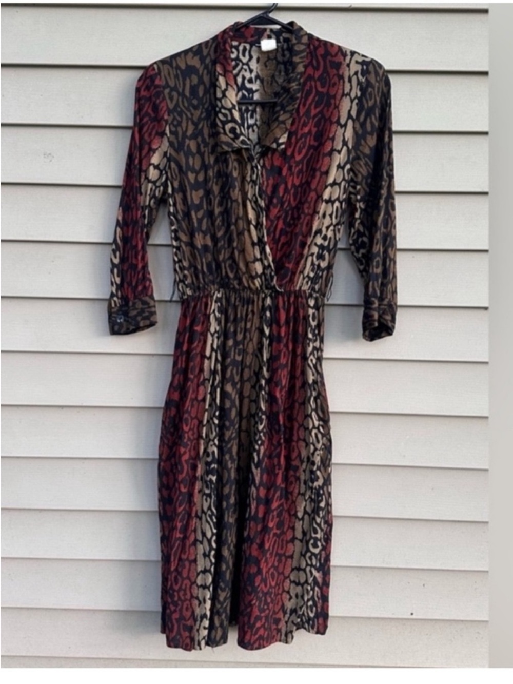 Vintage leopard print dress 70s women’s 7/8 animal print